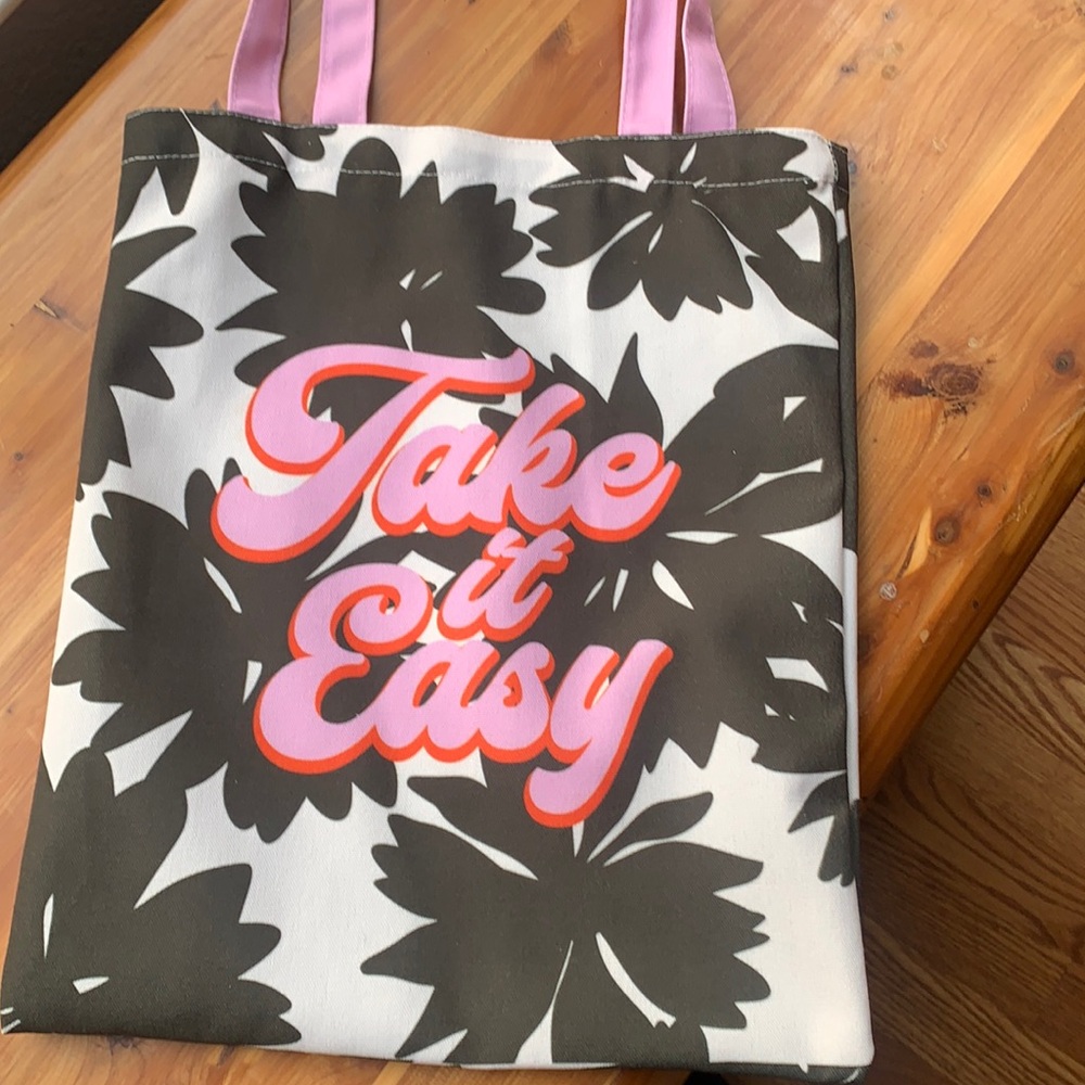 Tote bag 15" reads take it easy nwot